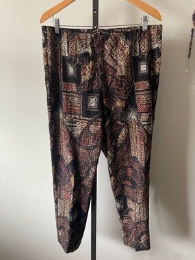 90s Y2K Vintage Joseph Ribkoff Abstract Slinky Knit Trouser Pant African Plus